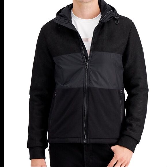 💲298 Michael Kors Men’s Mixed- Media Full Zip Medium Hoodie - Picture 7 of 8